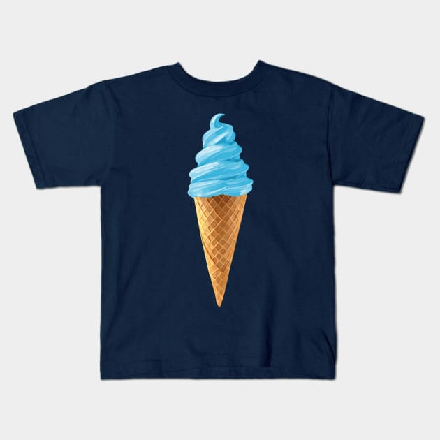 Pastel Blue Soft Serve Ice Cream Cone Kids T-Shirt by Art by Deborah Camp